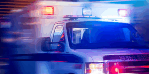 Ambulance with lights on