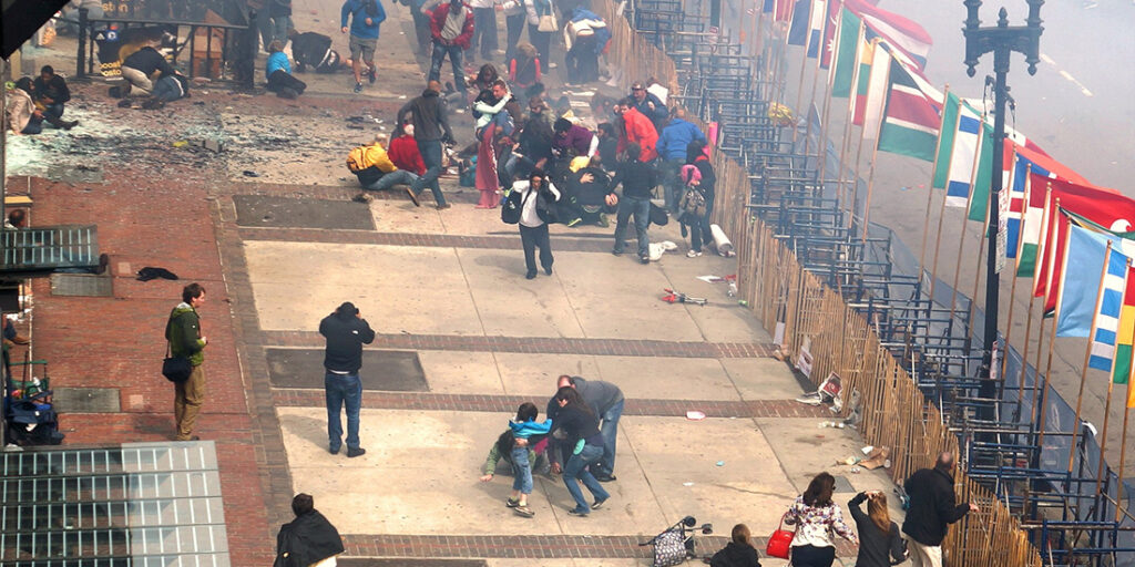 1st Boston Marathon blast seen from 2nd floor and a half block away